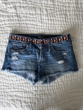 Abercrombie & Fitch Blue Denim Shorts with Woven Accent